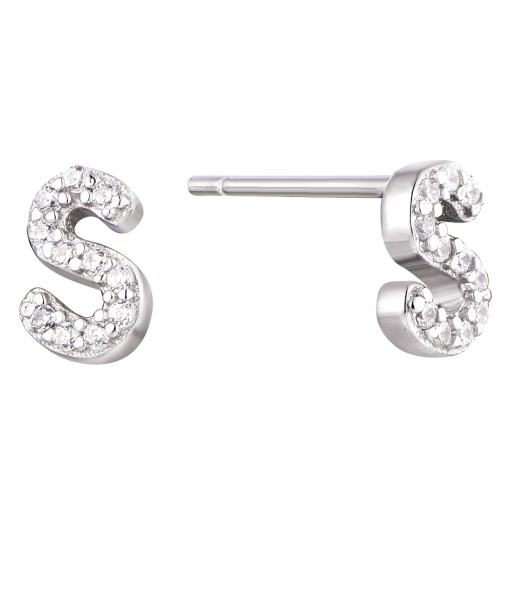 Casablanca Sterling Silver Initial Stud Earrings: S Fin de série