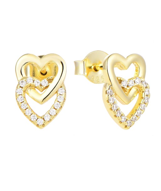 Casablanca Gold Plated Gold Heart Stud Earrings rembourrage situé sous