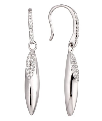 Casablanca Sterling Silver CZ Smooth Drop Earrings sur le site 