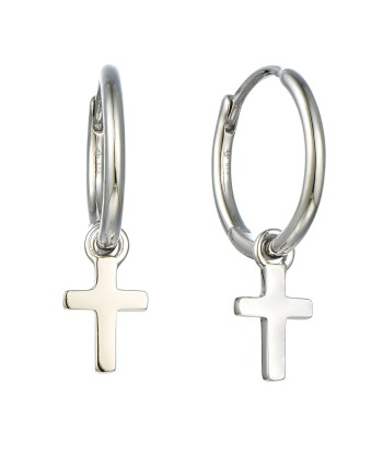 Casablanca Sterling Silver Petite Dangle Cross Hoop Earrings la colonne vertébrale