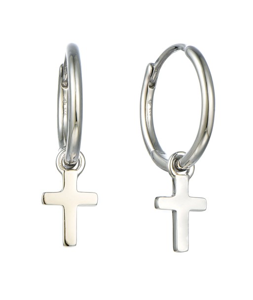 Casablanca Sterling Silver Petite Dangle Cross Hoop Earrings la colonne vertébrale