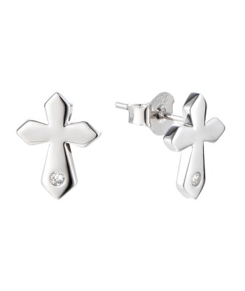 Casablanca Sterling Silver CZ Pointed Cross Stud Earrings de la marque