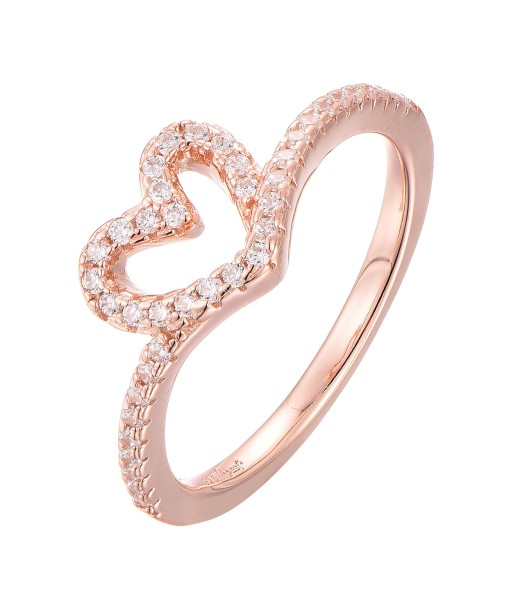 Casablanca Rose Gold Plated Open Heart CZ Ring livraison gratuite