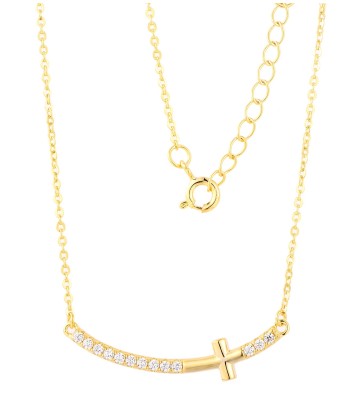 Casablanca Gold Plated CZ Bar Cross Necklace online