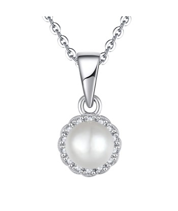 Casablanca CZ Sterling Silver Shell Pearl Necklace Profitez des Offres !