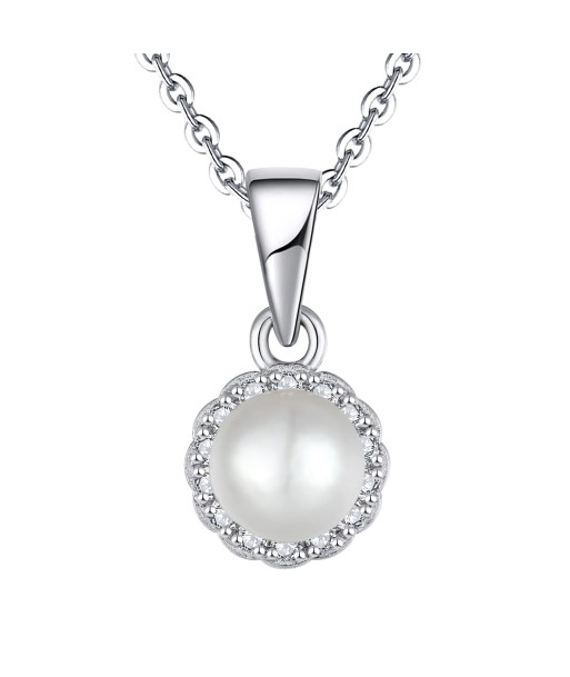 Casablanca CZ Sterling Silver Shell Pearl Necklace Profitez des Offres !