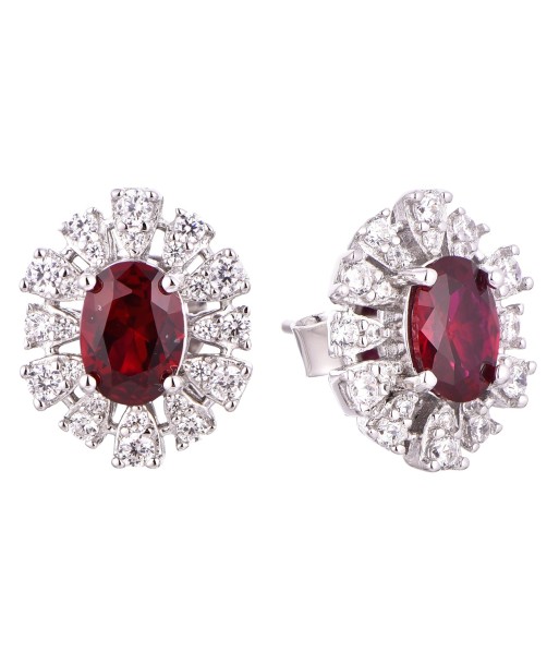 Casablanca Silver & Ruby CZ Halo Earrings d'Europe débarque