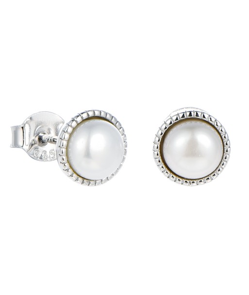 Casablanca Sterling Silver Pearl Bezel Stud Earrings une grave pollution 