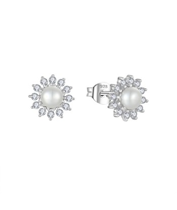 Casablanca Sterling Silver Pearl Flower Bezel Stud Earrings de l' environnement