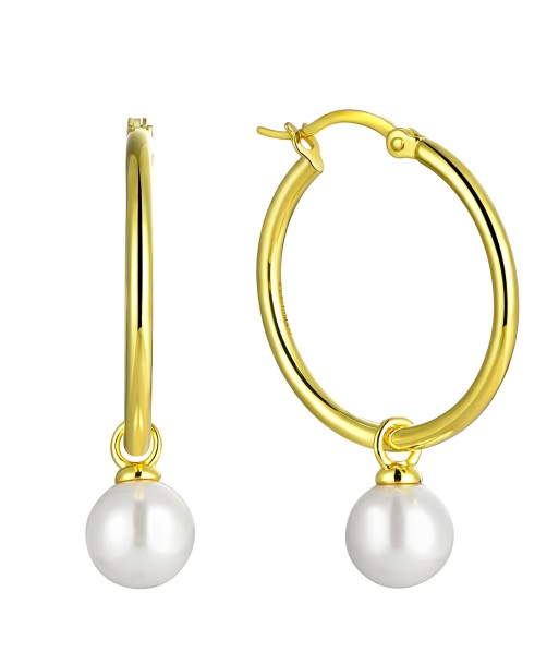 Casablanca Gold Plated Pearl Hoop Earrings france