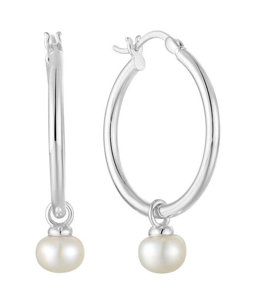 Casablanca Sterling Silver & Pearl Hoop Earrings l'achat 