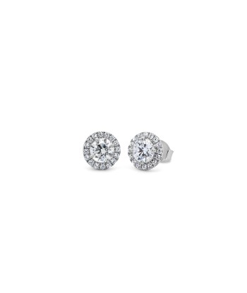 Casablanca Round CZ Halo Sterling Silver Stud Earrings Profitez des Offres !