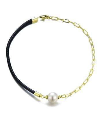 Casablanca Leather & Gold Plated Pearl Bracelet plus qu'un jeu 