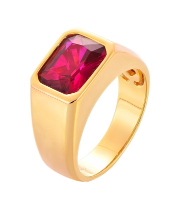 Casablanca Gold-Plated Ruby Red CZ Sterling Silver Statement Ring paiement sécurisé