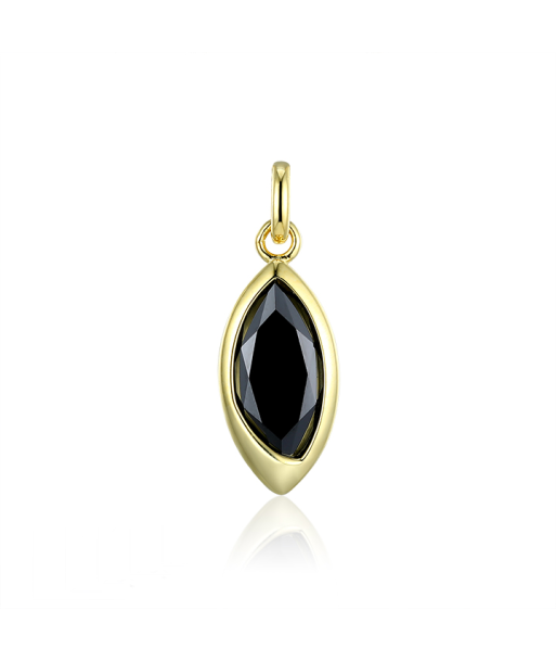 Casablanca Gold Tone Sterling Silver Black Stone Necklace destockage