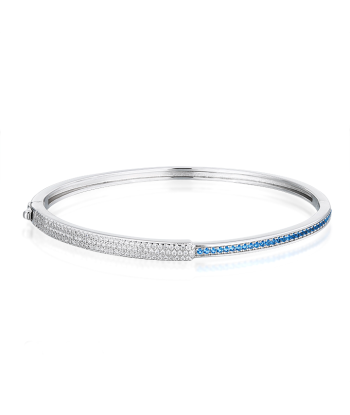 Casablanca Sterling Silver CZ & Blue Spinel Bangle Bracelet Paris Déstockage Promo