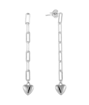 Casablanca Sterling Silver Link Heart Earrings pas cher