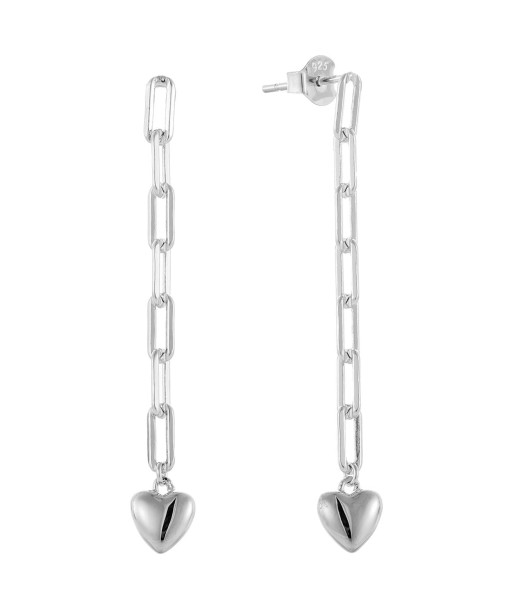 Casablanca Sterling Silver Link Heart Earrings pas cher