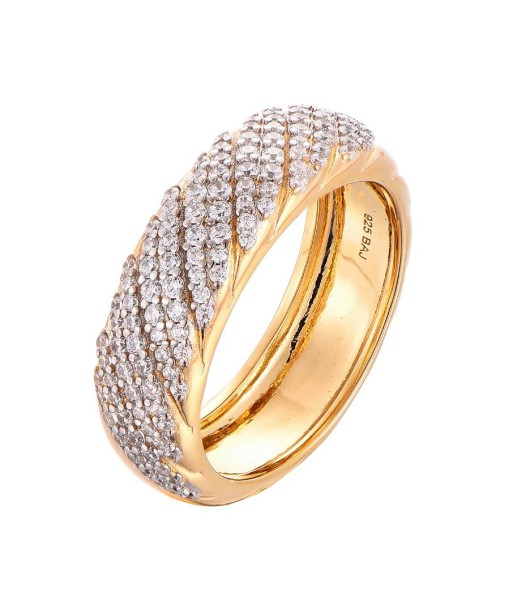 Casablanca Gold-Plated Pave CZ Twisted Sterling Silver Band Le MVP de beaucoup