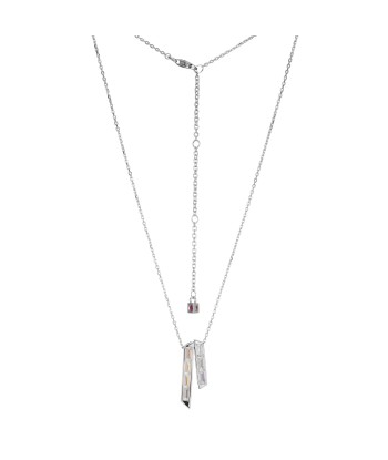 Elle Sterling Silver Baguette CZ Double Bar Necklace Les magasins à Paris et en Île-de-France