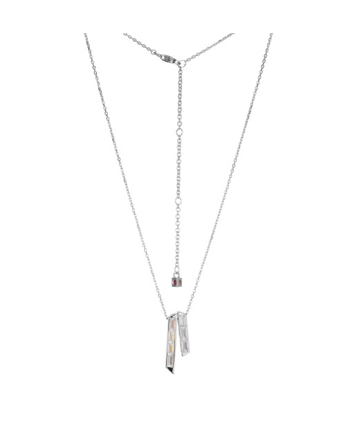 Elle Sterling Silver Baguette CZ Double Bar Necklace Les magasins à Paris et en Île-de-France