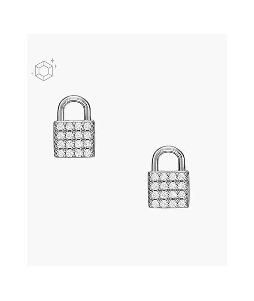 Fossil Lock CZ Stud Earrings plus qu'un jeu 