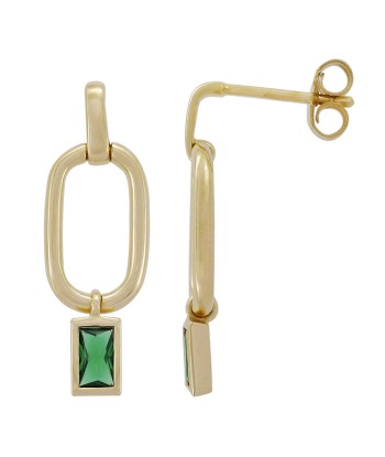 Casablanca Gold Plated Sterling Silver Green CZ Drop Earrings Comparez plus de prix