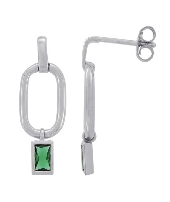 Casablanca Sterling Silver Green CZ Drop Earrings sur le site 