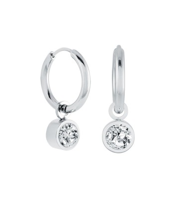 Italgem Stainless Steel CZ Hoop Earrings Par le système avancé 