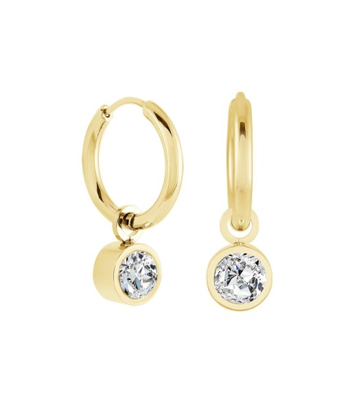 Italgem Gold Plated CZ Hoop Earrings Les êtres humains sont 