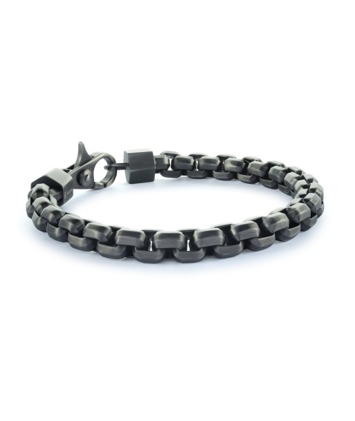 Italgem Stainless Steel Men's Black Square Box Bracelet Découvrez la collection