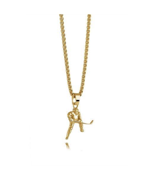 Italgem Stainless Steel Gold Plated Hockey Player Necklace offre 