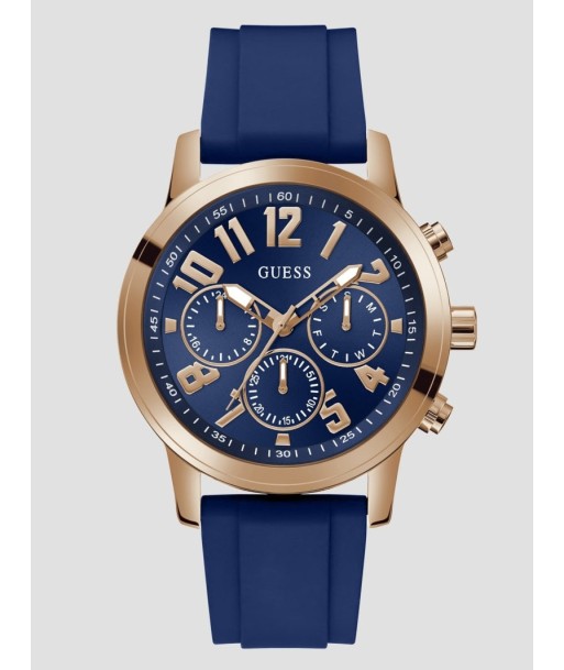 Guess Men's Rose Tone & Blue Silicone Strap Watch 2 - 3 jours ouvrés.