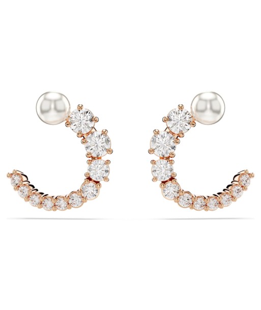 Swarovski Matrix Crystal & Pearl Hoop Earrings: Rose Tone à prix réduit toute l'année