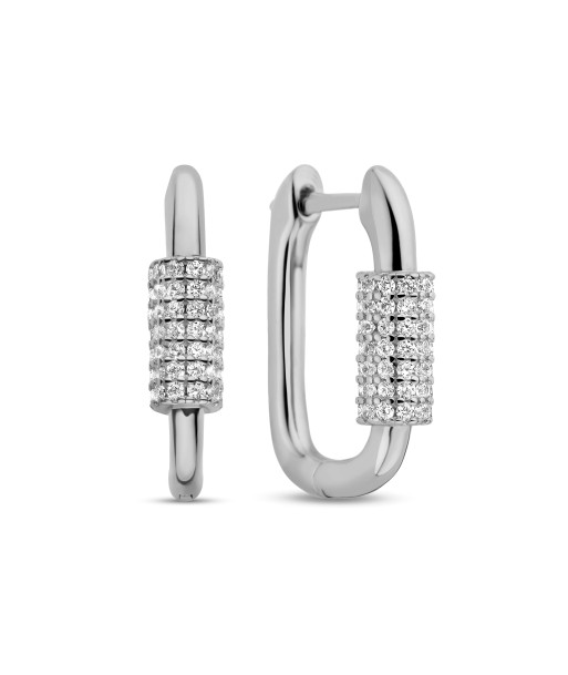 Casablanca Sterling Silver CZ Hoop Earrings de pas cher