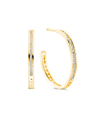 Casablanca CZ Gold Plated Sterling Silver Hoop Earrings En savoir plus