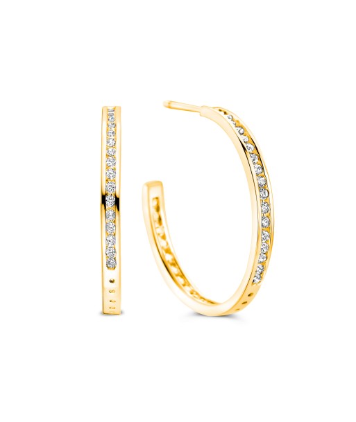 Casablanca CZ Gold Plated Sterling Silver Hoop Earrings En savoir plus