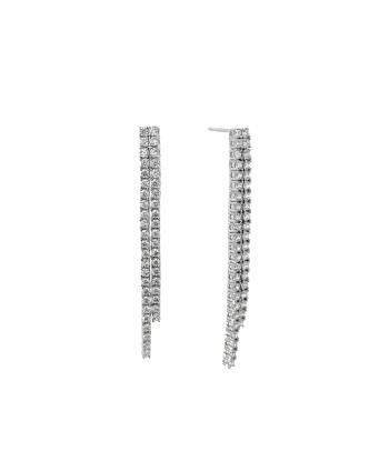 Casablanca Sterling Silver CZ Double Row Drop Earrings Vous souhaitez 