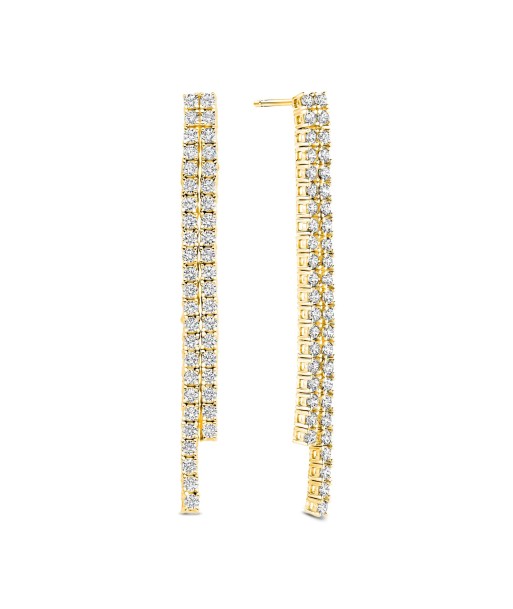 Casablanca Gold Plated Sterling Silver CZ Double Row Drop Earrings Venez découvrir notre 