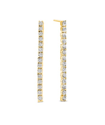 Casablanca Gold Plated Sterling Silver CZ Double Row Drop Earrings Amélioration de cerveau avec