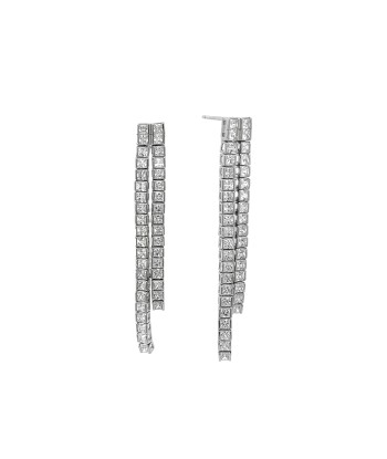 Casablanca Sterling SilverCZ Double Row Drop Earrings d'Europe débarque