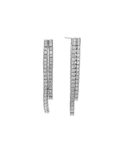 Casablanca Sterling SilverCZ Double Row Drop Earrings d'Europe débarque