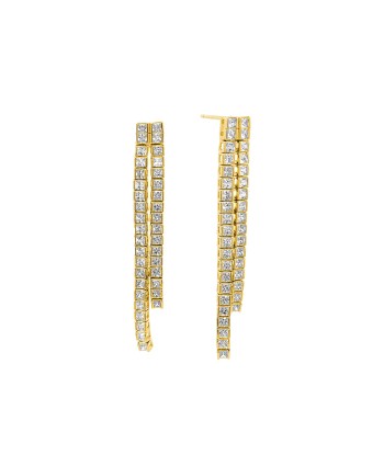 Casablanca CZ Gold Plated Sterling Silver Double Row Drop Earrings les muscles