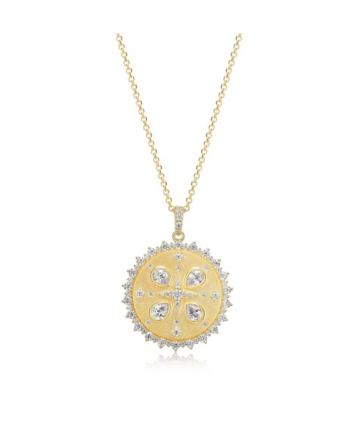 Casablanca CZ Gold Plated Sterling Silver Medallion Necklace soldes