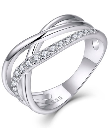 Casablanca Crossover Wave CZ Sterling Silver Band la colonne vertébrale