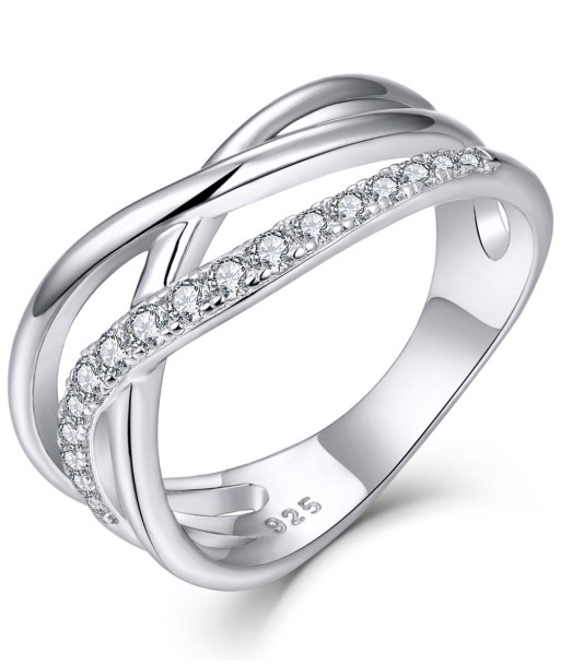 Casablanca Crossover Wave CZ Sterling Silver Band la colonne vertébrale