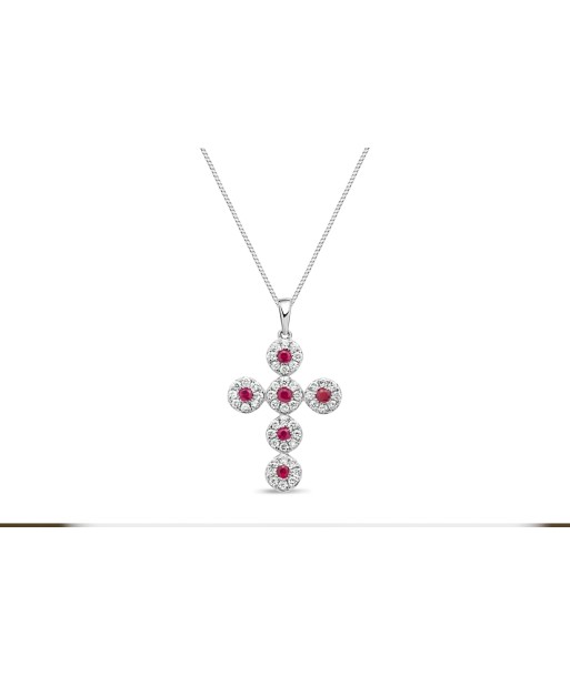 Diamond & Ruby Cross Necklace livraison et retour toujours gratuits