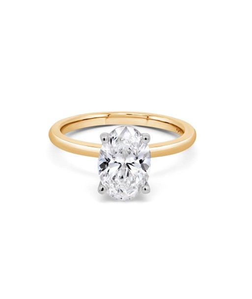 2.00CT Lab Grown Oval Cut Hidden Halo Engagement Ring: Yellow Gold rembourrage situé sous