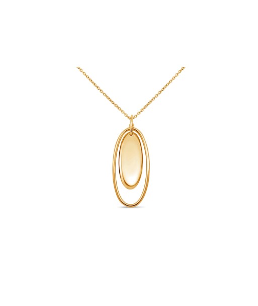 Yellow Tone Plated Elongated Oval Necklace store