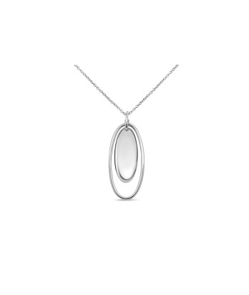 Silver Elongated Oval Necklace basket pas cher